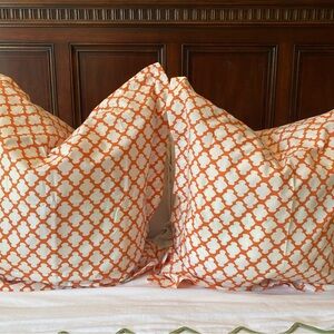 Orange and White Patterned Pillow Covers